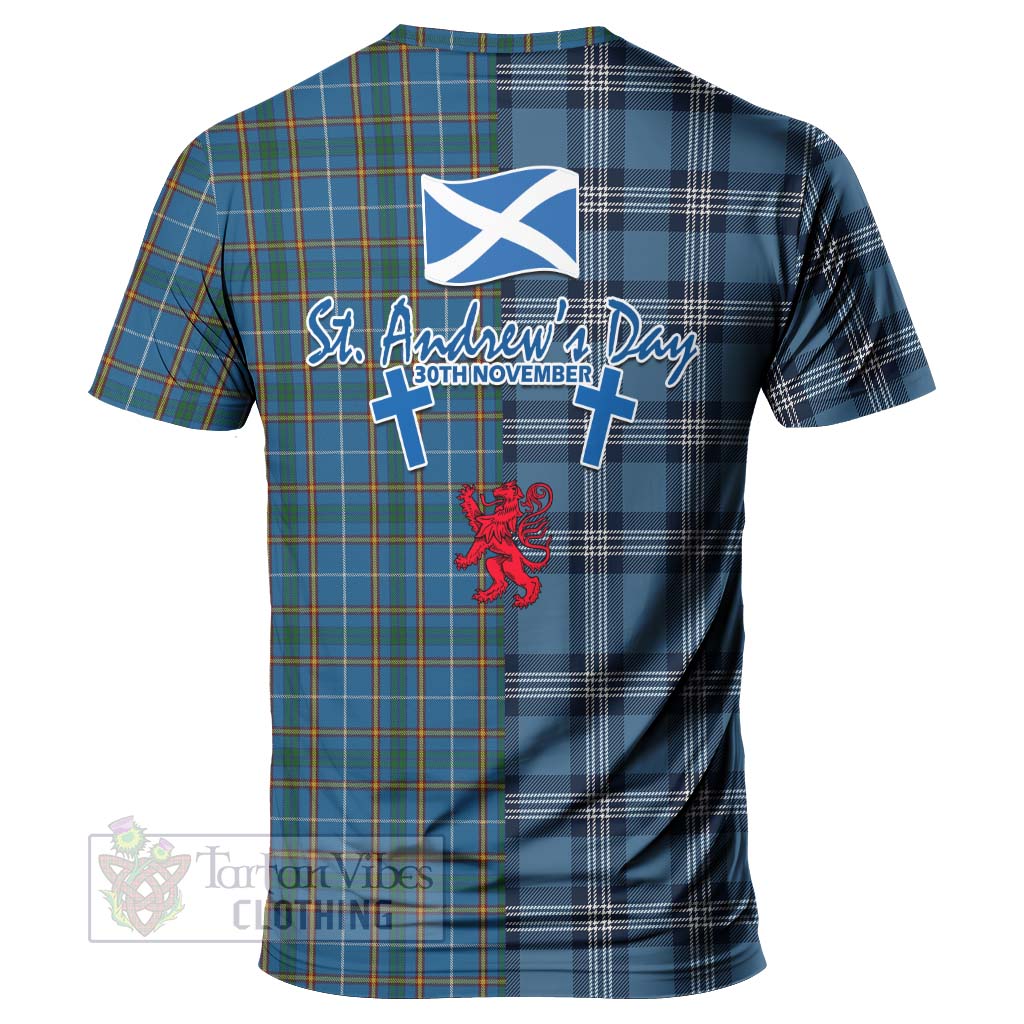 Tartan Vibes Clothing Bain Tartan T-Shirt Happy St. Andrew's Day Half Tartan Style