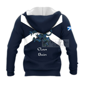 Bain Tartan Lion Rampant Knitted Hoodie Proudly Display Your Heritage with Alba Gu Brath and Clan Name - Tartan Vibes Clothing