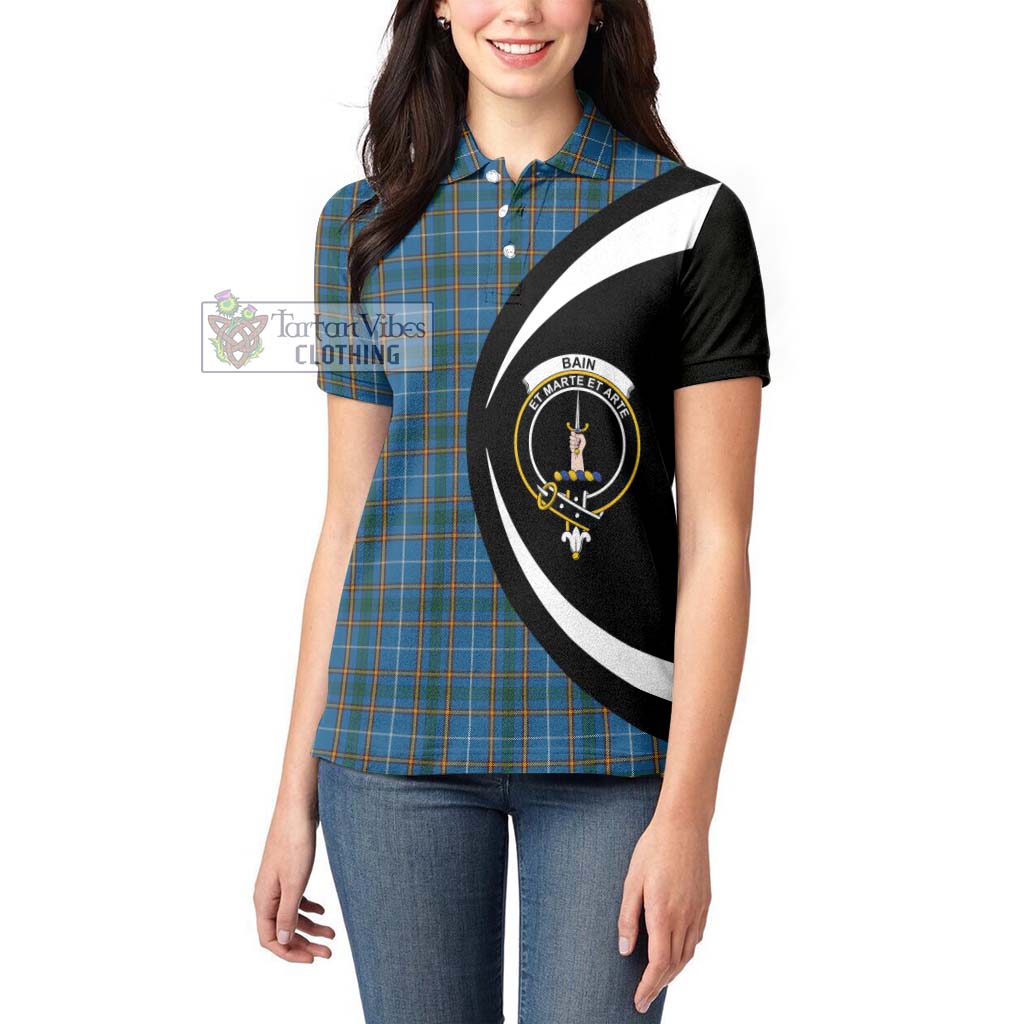 Bain Tartan Women's Polo Shirt with Family Crest Circle Style - Tartan Vibes Clothing