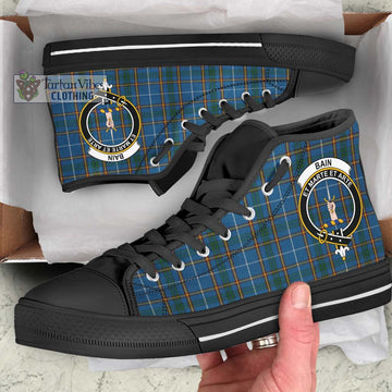 Bain Tartan High Top Shoes with Family Crest