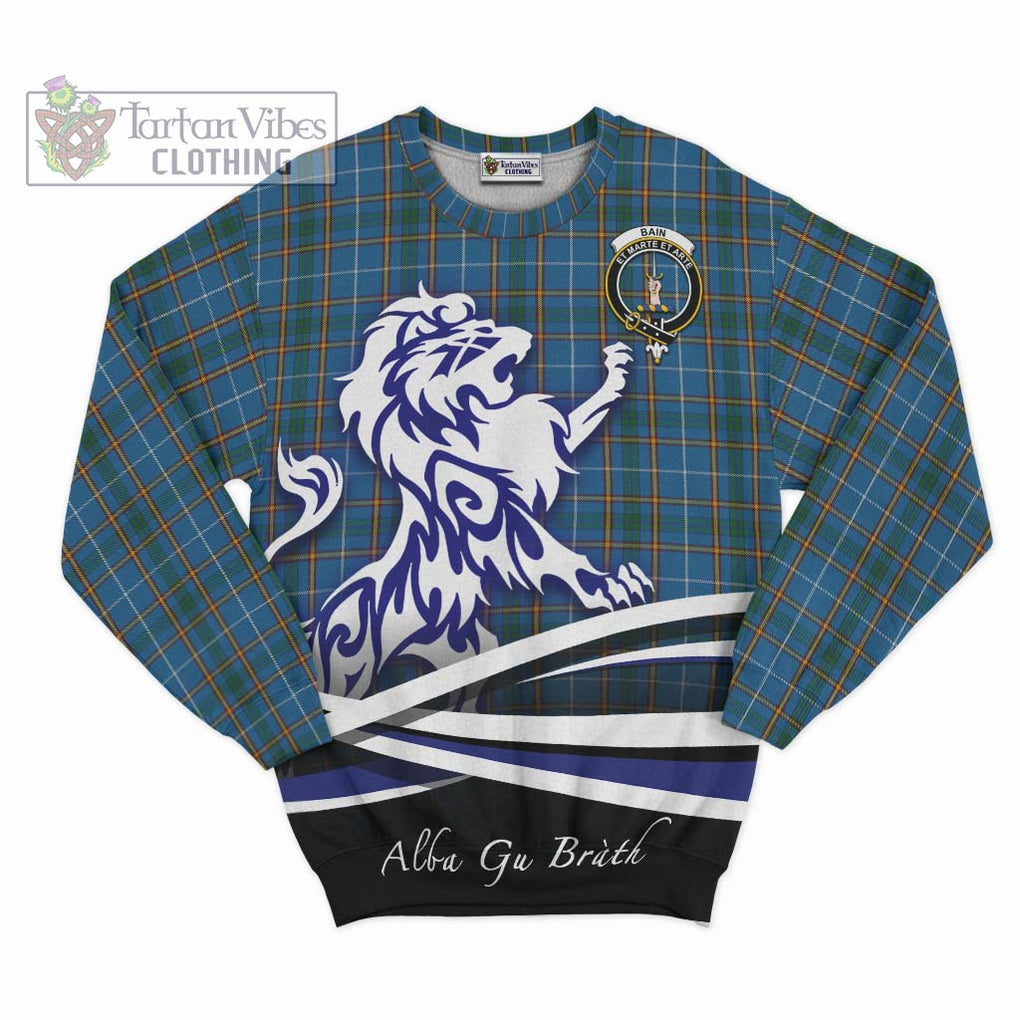 Bain Tartan Sweatshirt with Alba Gu Brath Regal Lion Emblem - Tartanvibesclothing Shop