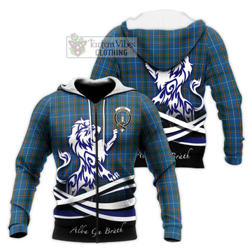 Bain Tartan Knitted Hoodie with Alba Gu Brath Regal Lion Emblem