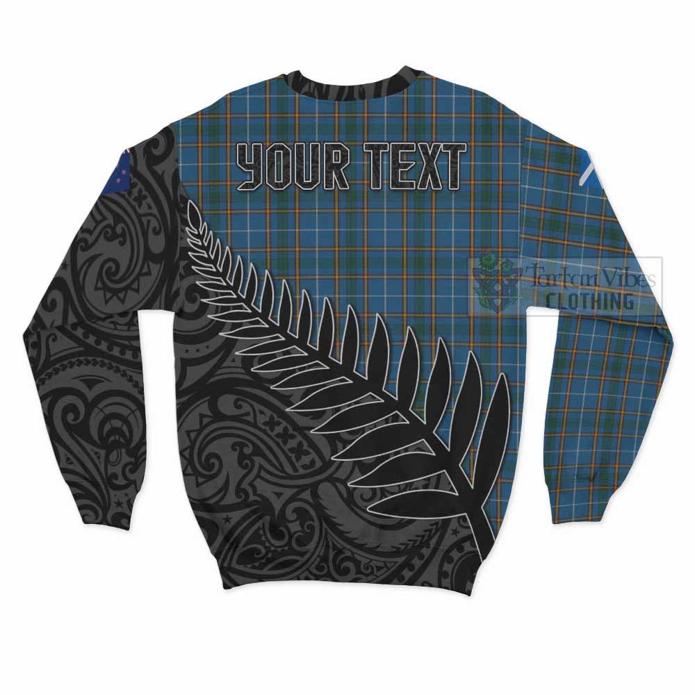 Tartan Vibes Clothing Bain Crest Tartan Sweatshirt with New Zealand Silver Fern Half Style