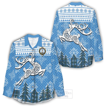 Bain Clan Christmas Women's Casual Shirt Celtic Reindeer Style