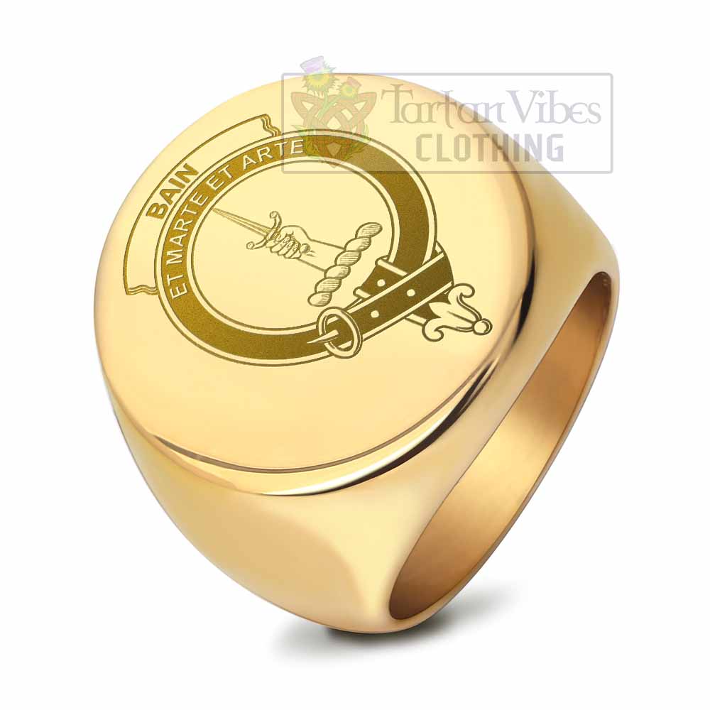 Tartan Vibes Clothing Bain Clan Crest Engraved Ring