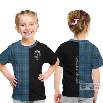 Bain Tartan Kid T-Shirt with Family Crest and Half Of Me Style - Tartan Vibes Clothing