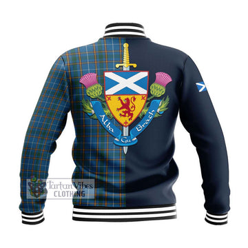 Bain Tartan Baseball Jacket Alba with Scottish Lion Royal Arm Half Style