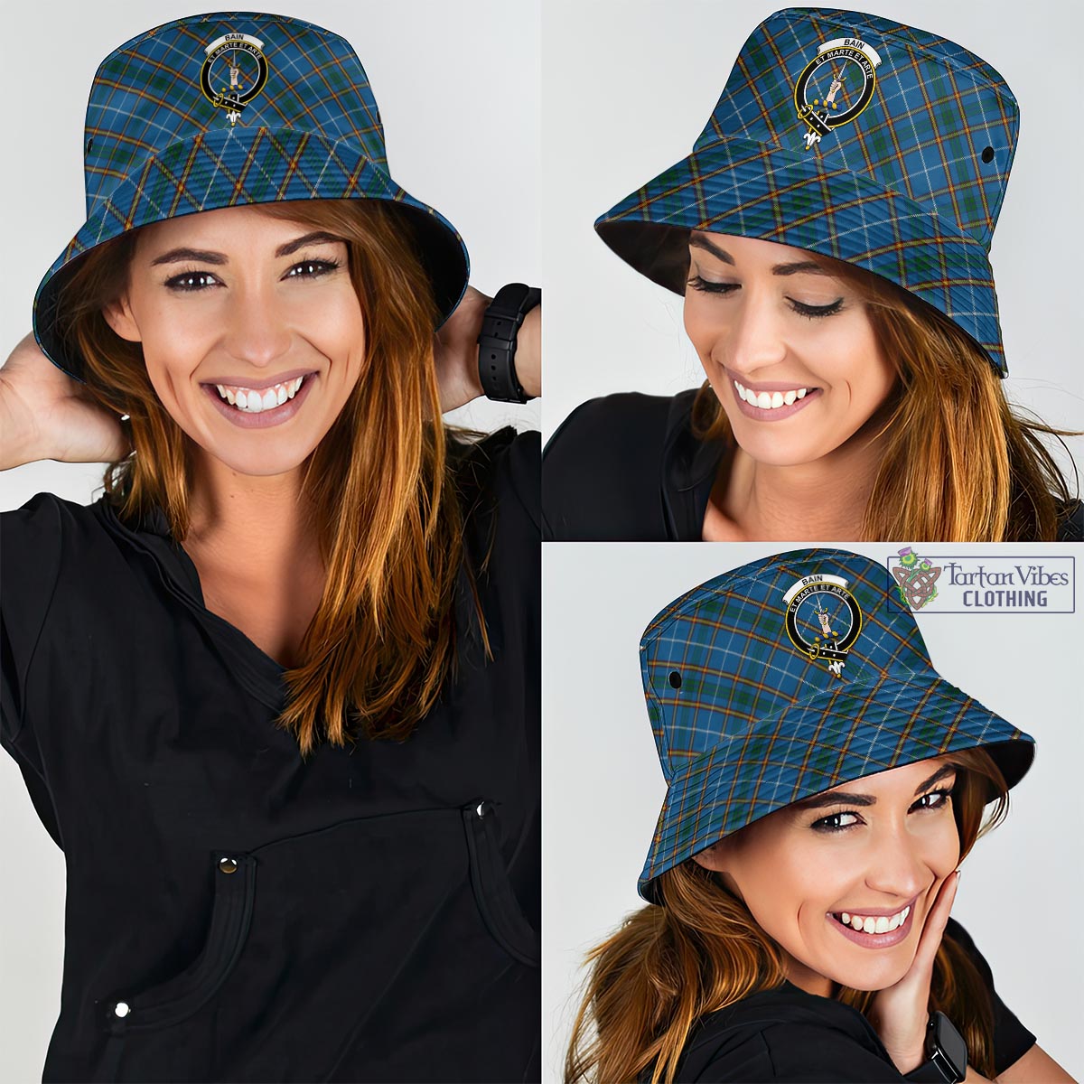 Tartan Vibes Clothing Bain Tartan Bucket Hat with Family Crest