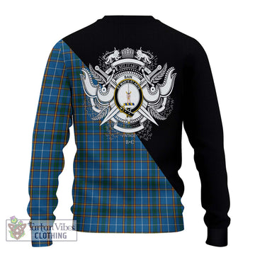 Bain Tartan Ugly Sweater with Family Crest and Military Logo Style