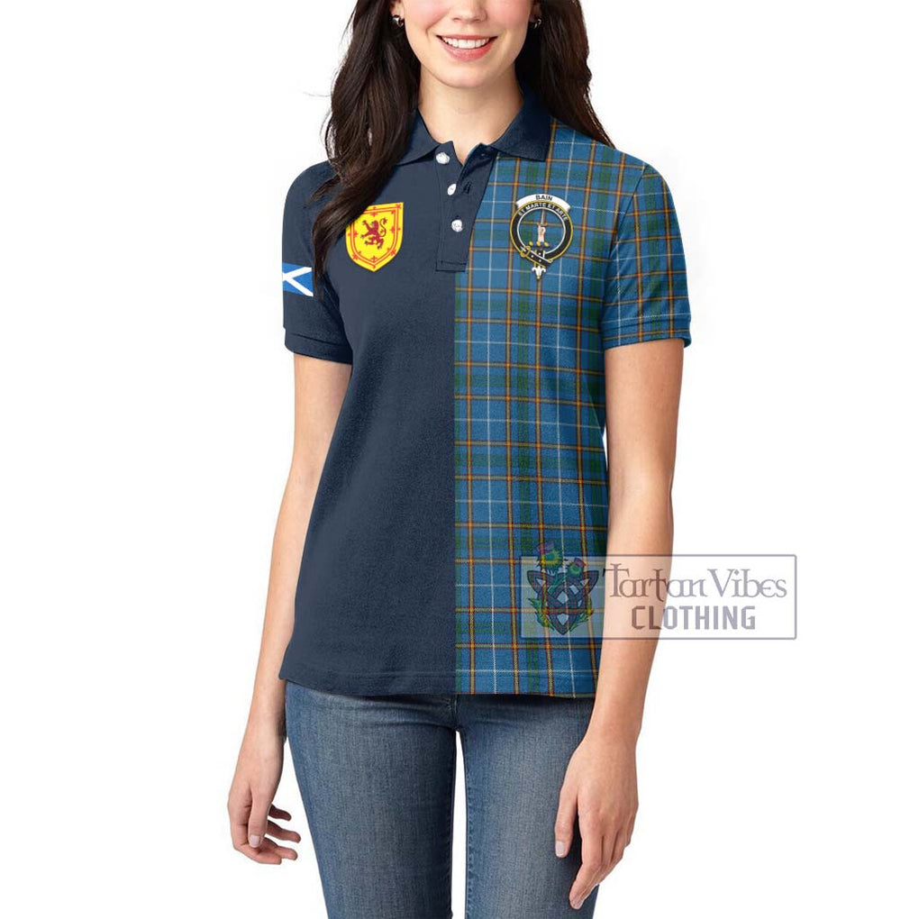 Tartan Vibes Clothing Bain Tartan Women's Polo Shirt with Scottish Lion Royal Arm Half Style