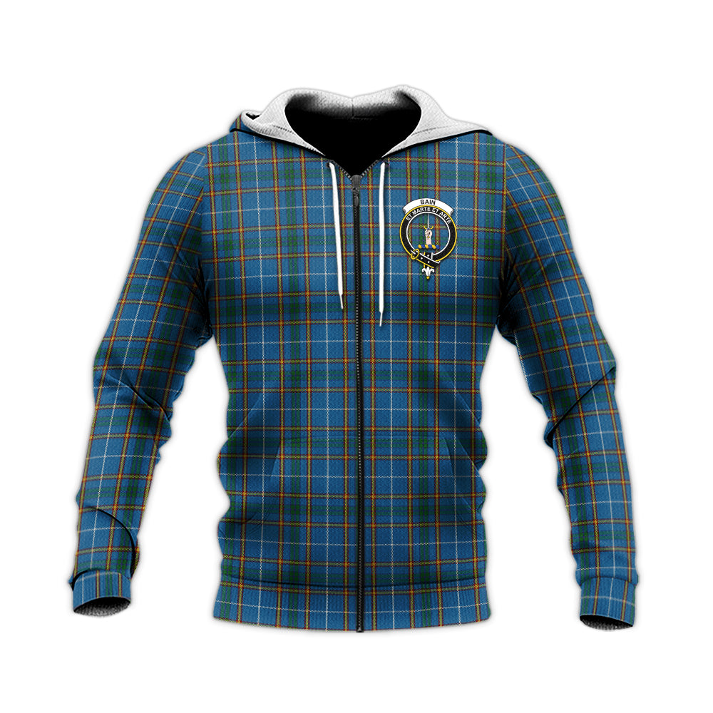 Bain Tartan Knitted Hoodie with Family Crest Unisex Knitted Zip Hoodie - Tartanvibesclothing