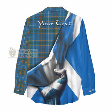 Bain Tartan Women's Casual Shirt with Family Crest Scotland Patriotic Style