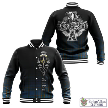 Bain Tartan Baseball Jacket Featuring Alba Gu Brath Family Crest Celtic Inspired