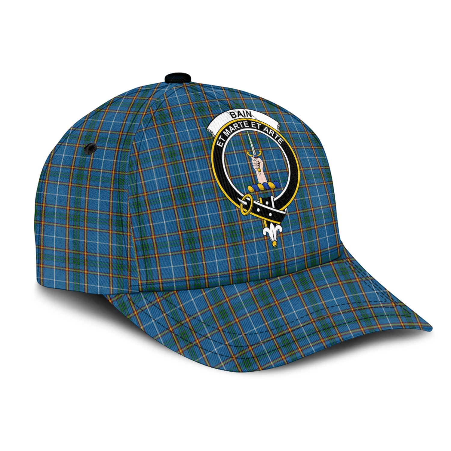 Bain Tartan Classic Cap with Family Crest - Tartan Vibes Clothing