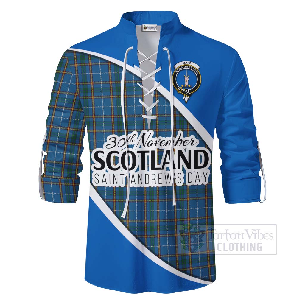 Tartan Vibes Clothing Bain Family Crest Tartan Ghillie Kilt Shirt Celebrate Saint Andrew's Day in Style