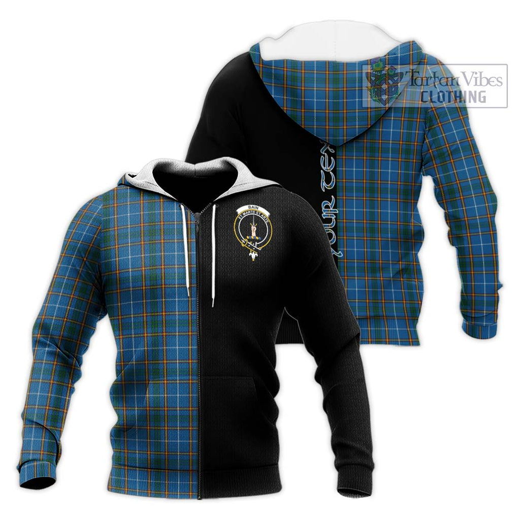 Bain Tartan Knitted Hoodie with Family Crest and Half Of Me Style Unisex Knitted Zip Hoodie - Tartanvibesclothing Shop