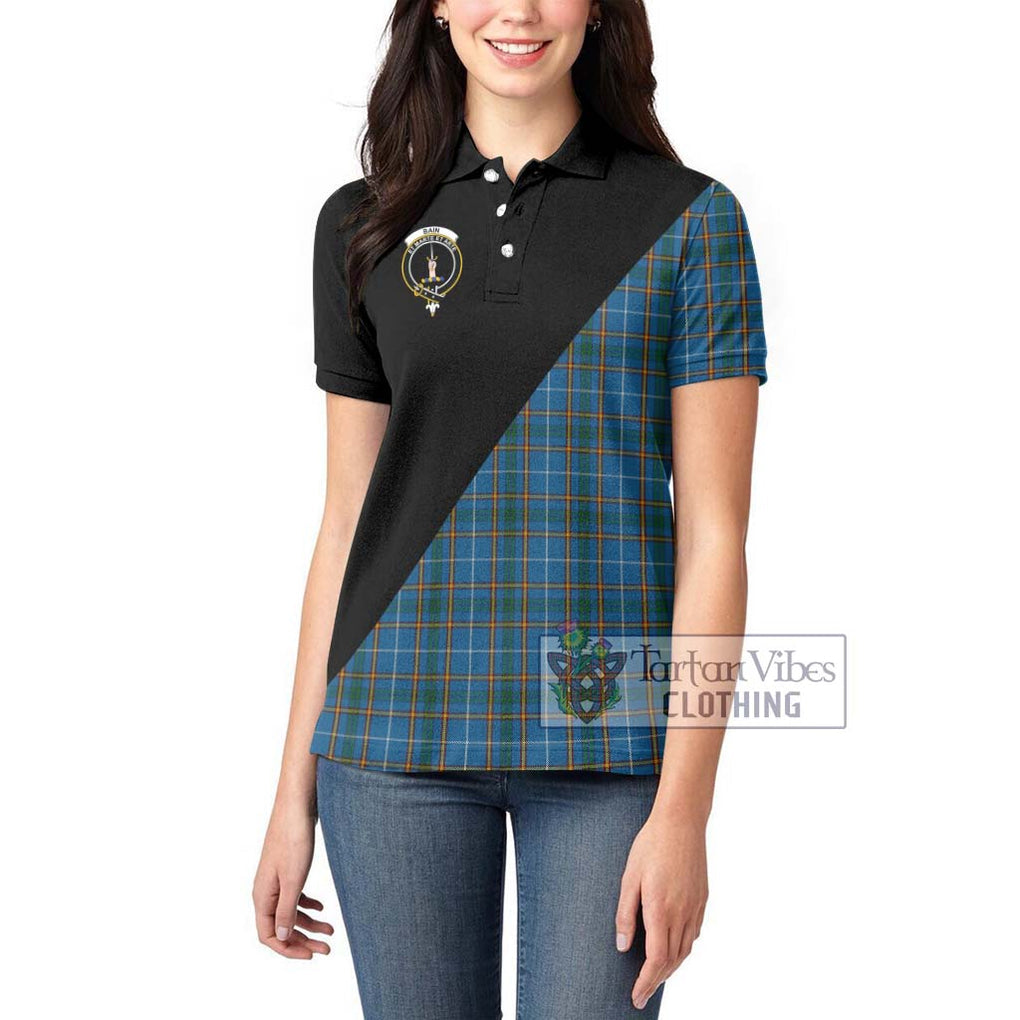 Bain Tartan Women's Polo Shirt with Family Crest and Military Logo Style - Tartanvibesclothing Shop