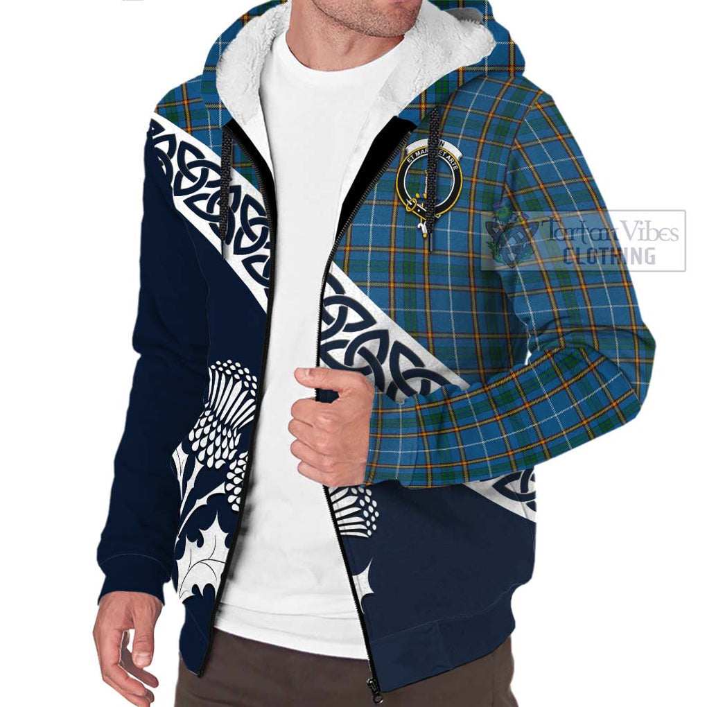 Bain Tartan Sherpa Hoodie Featuring Thistle and Scotland Map - Tartan Vibes Clothing