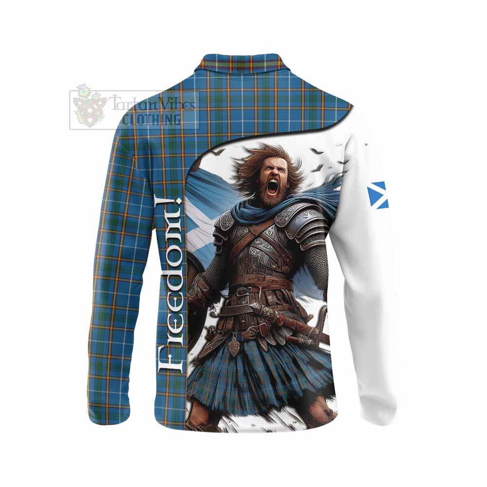 Tartan Vibes Clothing Bain Crest Tartan Long Sleeve Polo Shirt Inspired by the Freedom of Scottish Warrior