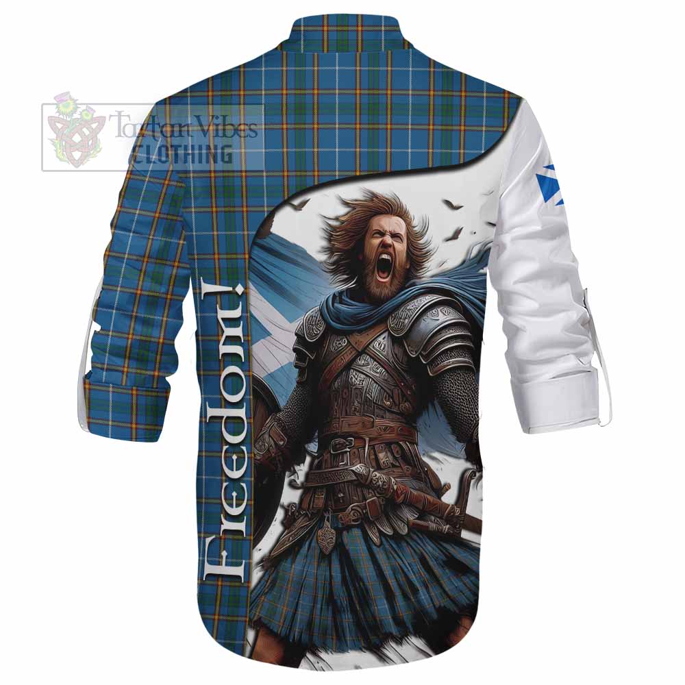 Tartan Vibes Clothing Bain Crest Tartan Ghillie Kilt Shirt Inspired by the Freedom of Scottish Warrior