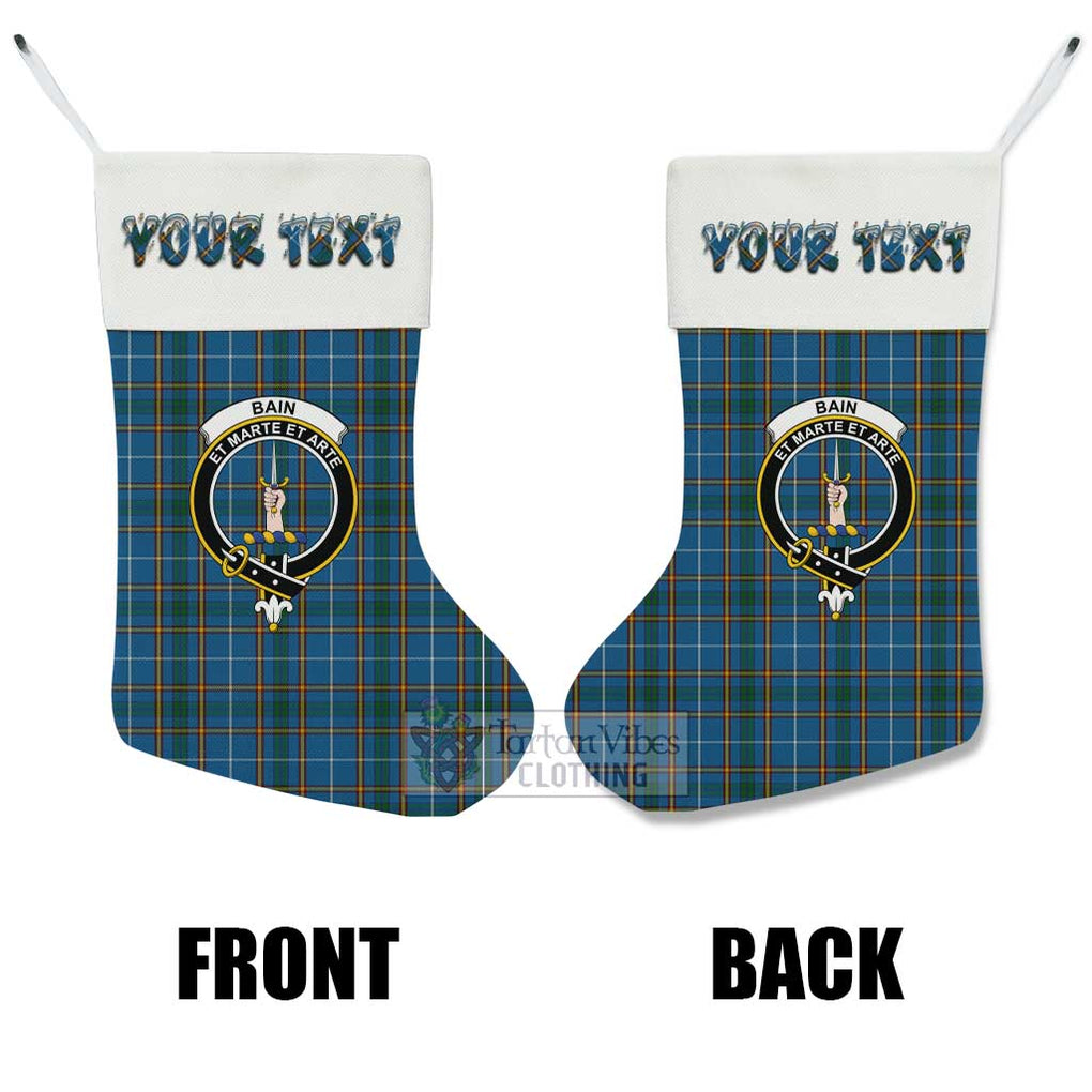 Tartan Vibes Clothing Bain Tartan Family Crest Christmas Stocking with Personalized Text