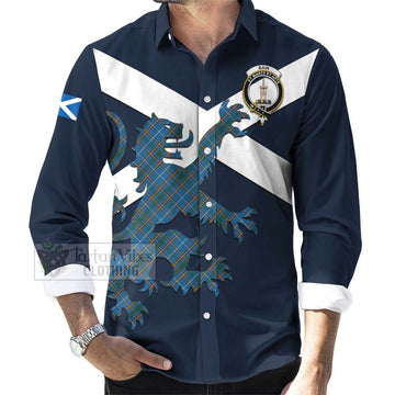 Bain Tartan Lion Rampant Long Sleeve Button Shirt Proudly Display Your Heritage with Alba Gu Brath and Clan Name Men's Shirt - Tartan Vibes Clothing
