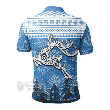 Bain Clan Christmas Polo Shirt Celtic Reindeer Style