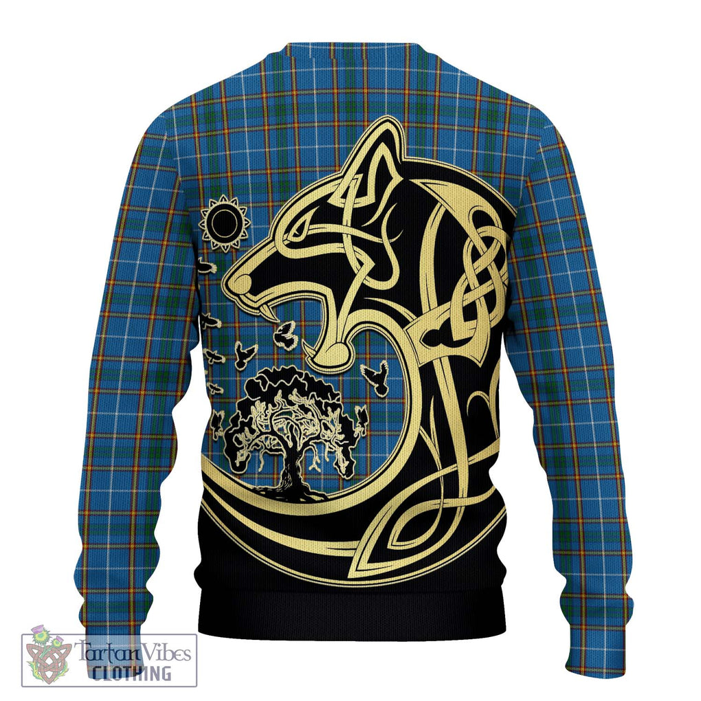 Bain Tartan Knitted Sweater with Family Crest Celtic Wolf Style - Tartan Vibes Clothing