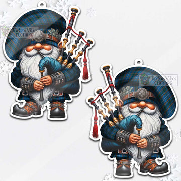 Bain Tartan Bagpiper Gnome Christmas Ornament