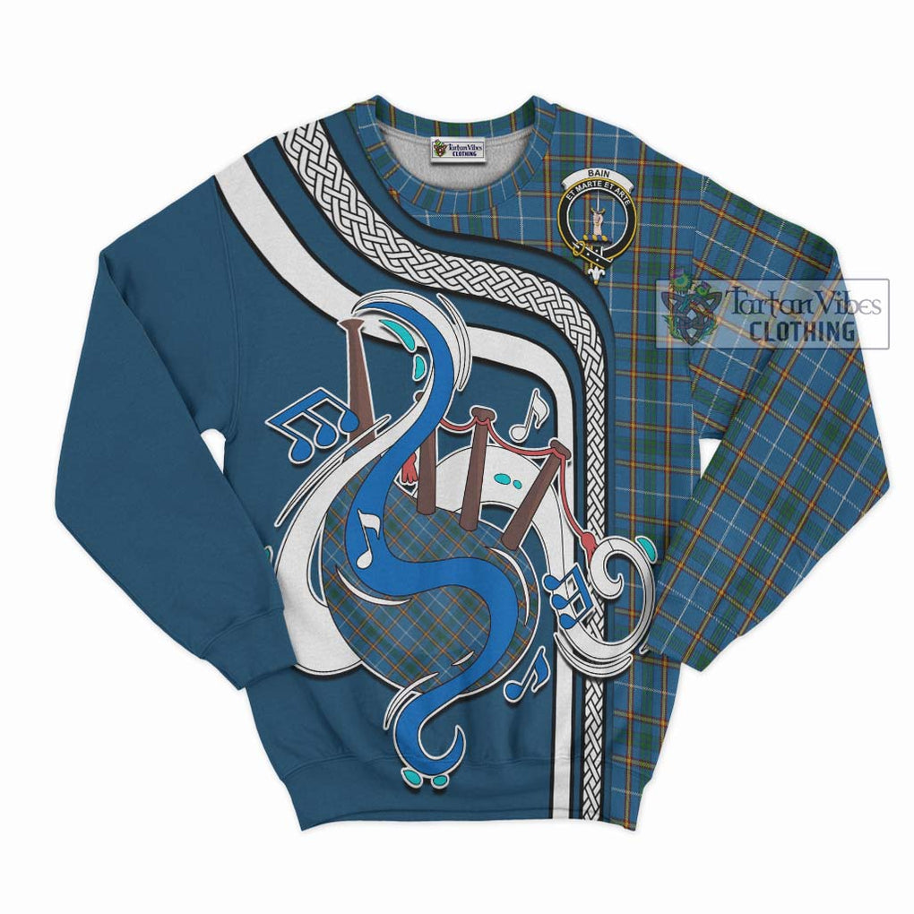 Bain Tartan Sweatshirt with Epic Bagpipe Style - Tartanvibesclothing Shop