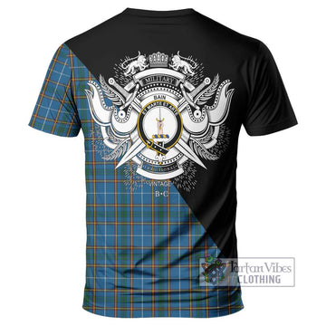 Bain Tartan T-Shirt with Family Crest and Military Logo Style