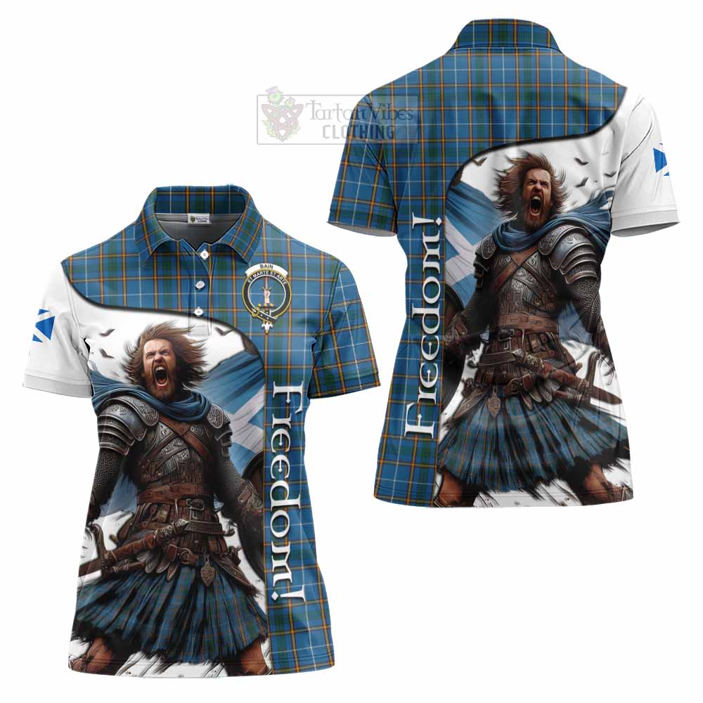 Tartan Vibes Clothing Bain Crest Tartan Women's Polo Shirt Inspired by the Freedom of Scottish Warrior