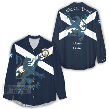 Bain Tartan Lion Rampant Women's Casual Shirt Proudly Display Your Heritage with Alba Gu Brath and Clan Name - Tartan Vibes Clothing