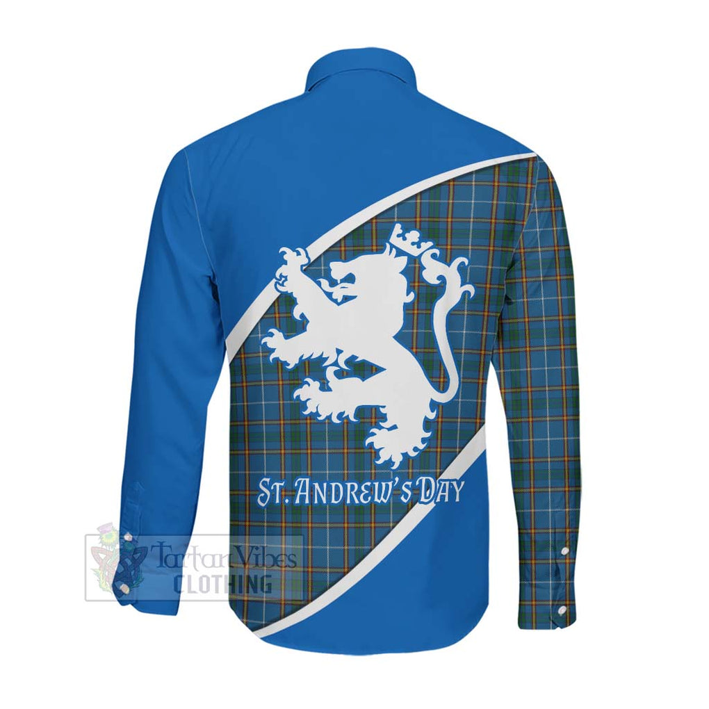 Tartan Vibes Clothing Bain Family Crest Tartan Long Sleeve Button Shirt Celebrate Saint Andrew's Day in Style