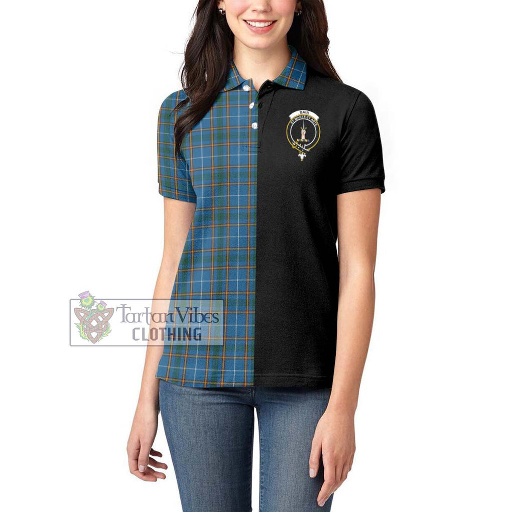 Bain Tartan Women's Polo Shirt with Family Crest and Half Of Me Style - Tartanvibesclothing Shop