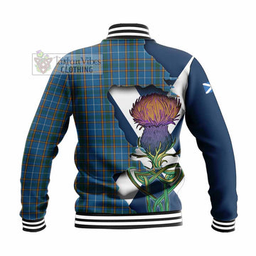 Bain Tartan Family Crest Baseball Jacket Scottish Thistle Celtic Inspired - Tartan Vibes Clothing