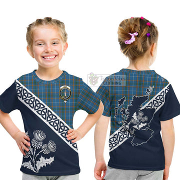 Bain Tartan Kid T-Shirt Featuring Thistle and Scotland Map - Tartan Vibes Clothing