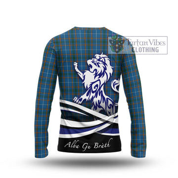 Bain Tartan Long Sleeve T-Shirt with Alba Gu Brath Regal Lion Emblem - Tartan Vibes Clothing