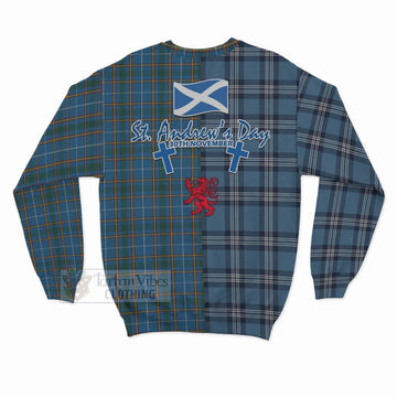 Bain Tartan Sweatshirt Happy St. Andrew's Day Half Tartan Style