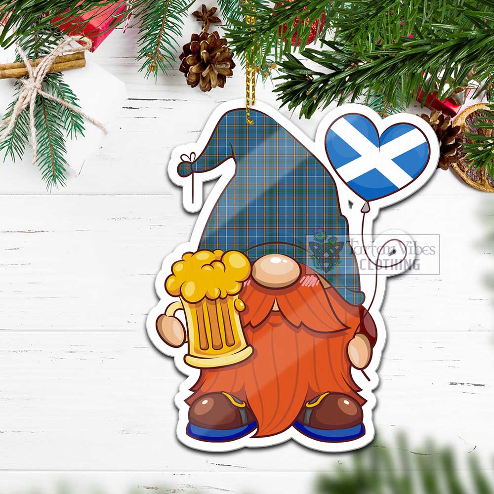 Tartan Vibes Clothing Bain Tartan Gnome Holding Beer Glass Christmas Ornament with Personalized National Flag