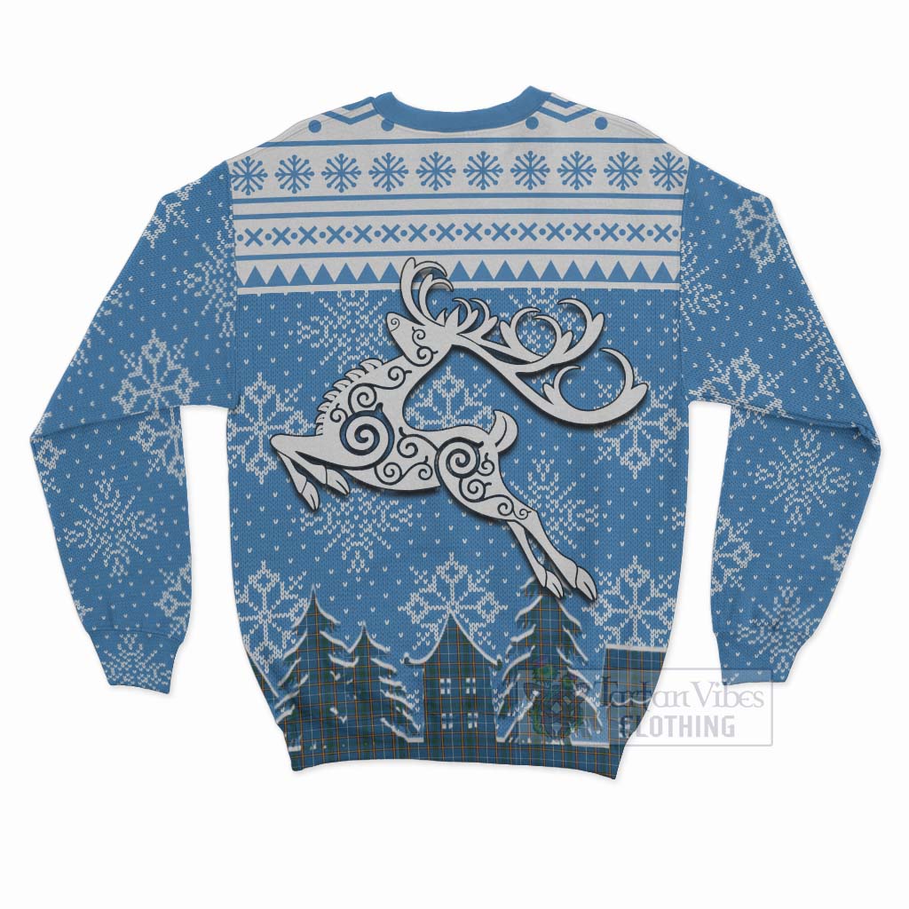 Tartan Vibes Clothing Bain Clan Christmas Sweatshirt Celtic Reindeer Style