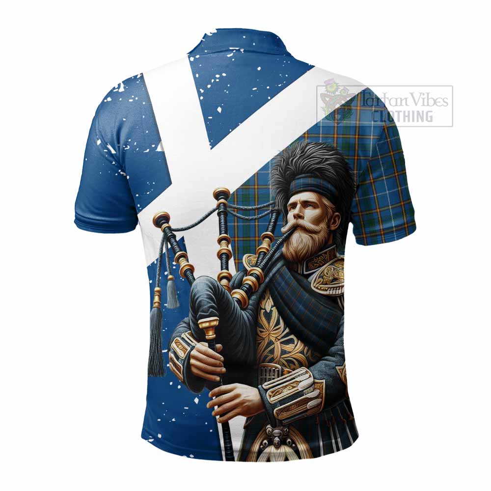 Bain Tartan Polo Shirt with Family Crest Scottish Bagpiper Vibes - Tartan Vibes Clothing