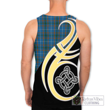 Bain Tartan Men's Tank Top with Family Crest and Celtic Symbol Style - Tartan Vibes Clothing