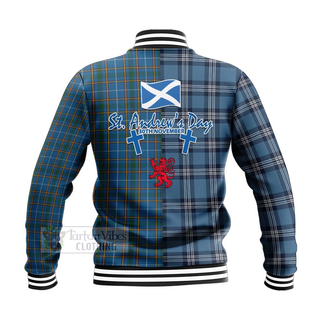 Tartan Vibes Clothing Bain Tartan Baseball Jacket Happy St. Andrew's Day Half Tartan Style