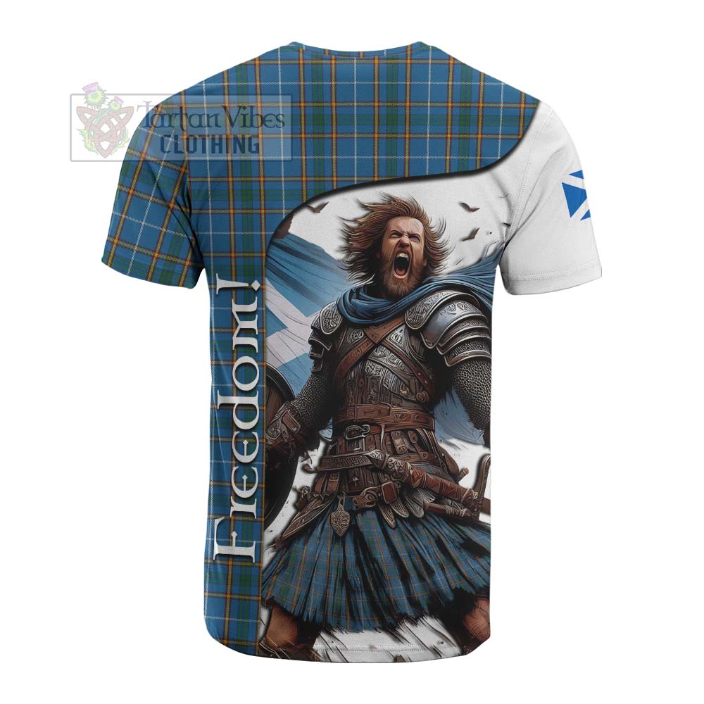 Tartan Vibes Clothing Bain Crest Tartan Cotton T-shirt Inspired by the Freedom of Scottish Warrior