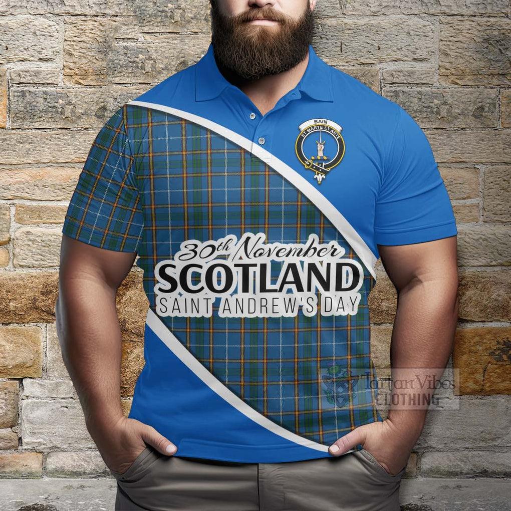 Tartan Vibes Clothing Bain Family Crest Tartan Polo Shirt Celebrate Saint Andrew's Day in Style