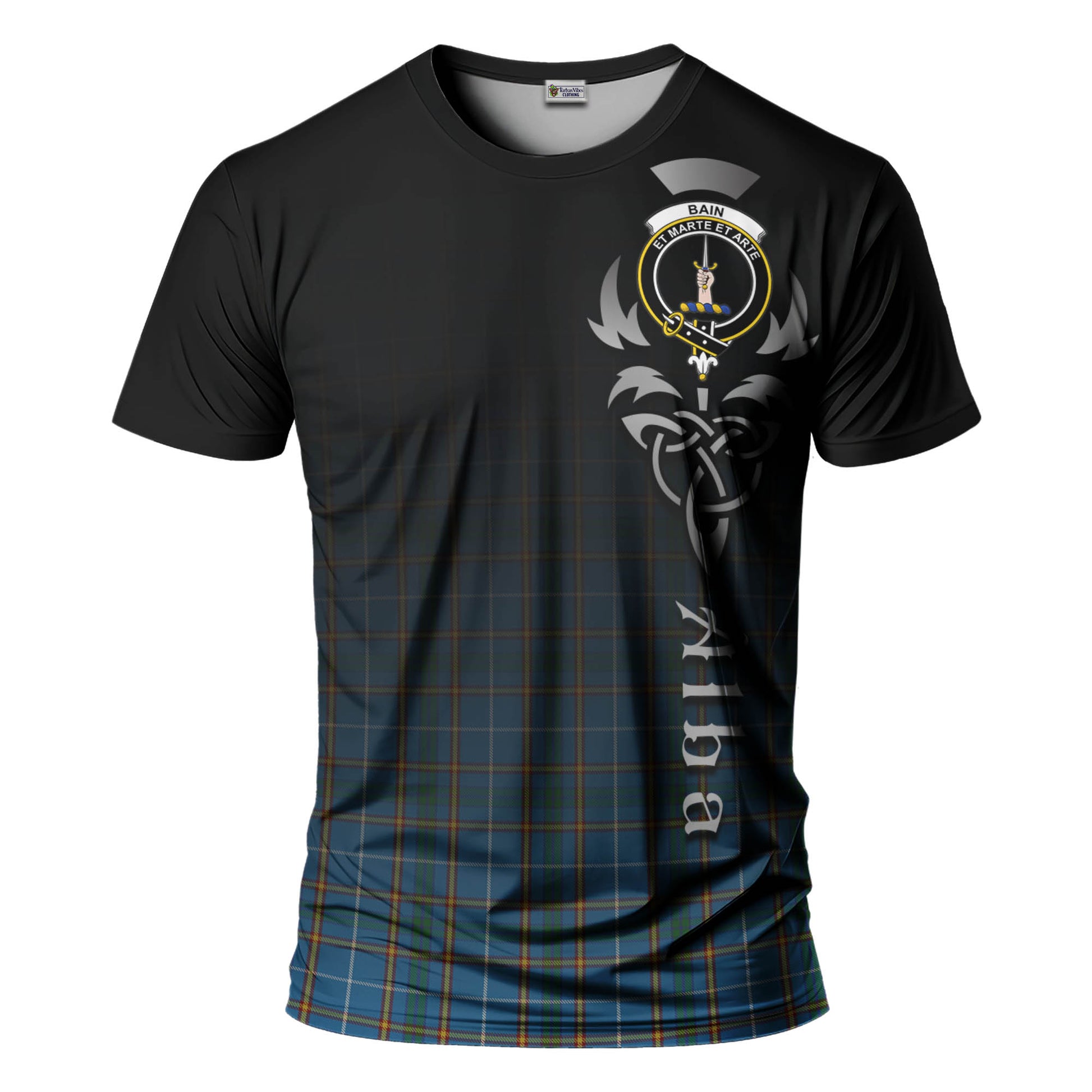 Tartan Vibes Clothing Bain Tartan T-Shirt Featuring Alba Gu Brath Family Crest Celtic Inspired