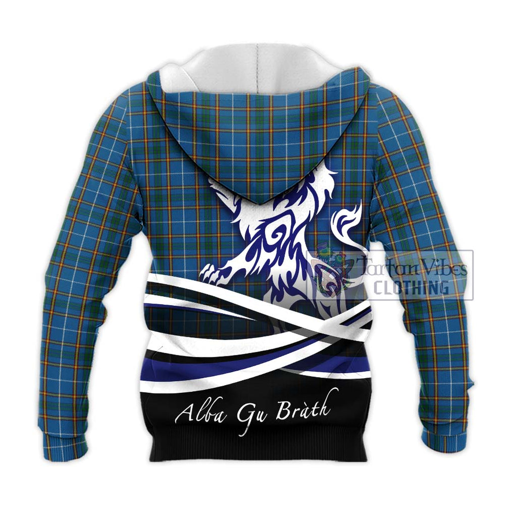 Bain Tartan Knitted Hoodie with Alba Gu Brath Regal Lion Emblem - Tartanvibesclothing Shop