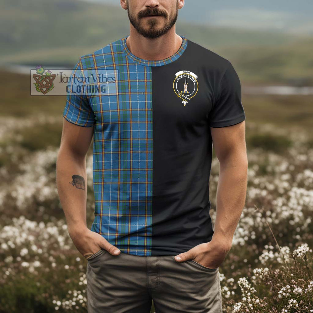 Bain Tartan T-Shirt with Family Crest and Half Of Me Style - Tartanvibesclothing Shop