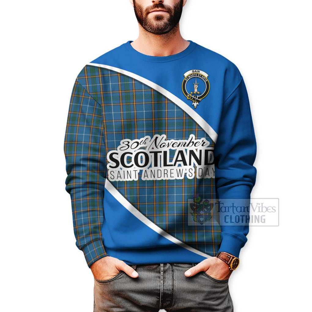 Tartan Vibes Clothing Bain Family Crest Tartan Sweatshirt Celebrate Saint Andrew's Day in Style